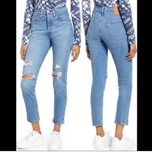 Levi's 501 High Waist Ripped Ankle Skinny Jeans Jive Dusk